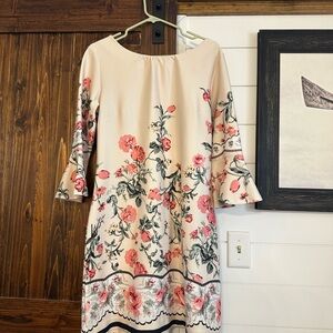 Floral Print Cream Dress